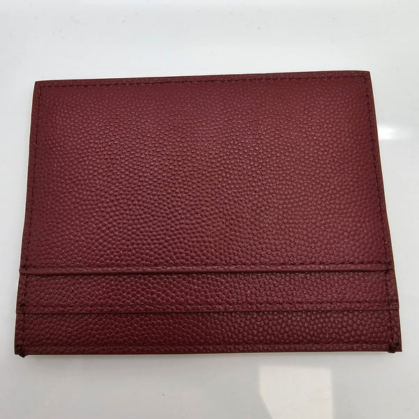 Porte-cartes Saint Laurent en cuir grainé bordeaux