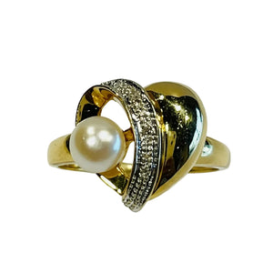 Bague Or Perles et Diamants  18K - 3.29Grs - T56