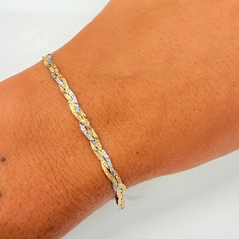 Bracelet tressé en Or triple  18K - 2.17g