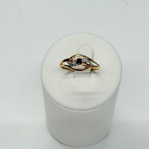 Bague en Or Jaune et Blanc 18k avec saphir