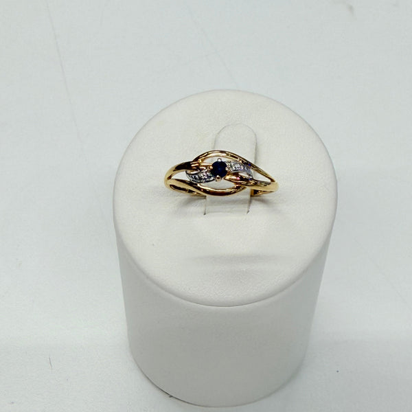 Bague en Or Jaune et Blanc 18k avec saphir