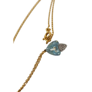 Collier Princesse En Or Jaune 18K avec Aigue Marine et Diamants