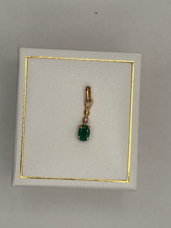 Parure Pendentif et Boucles d'Oreilles Or 18K Diamants et Émeraude