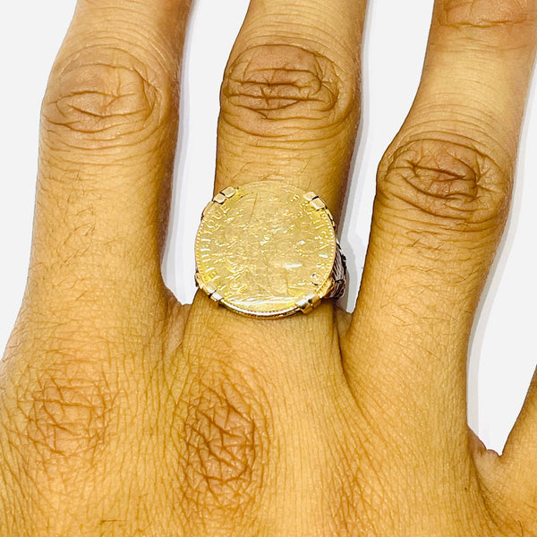 Bague pièce en Or Jaune 18K - Taille 59 - 7.49 Grs