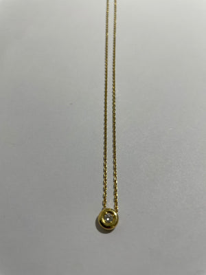 Collier Princesse Or Jaune avec Diamant 0.3cm
