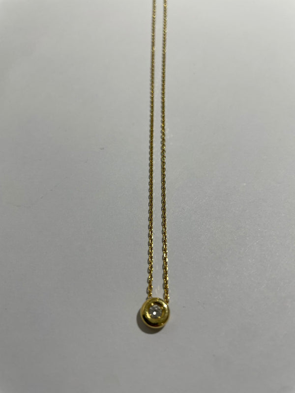 Collier Princesse Or Jaune avec Diamant 0.3cm