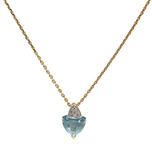 Collier Princesse En Or Jaune 18K avec Aigue Marine et Diamants