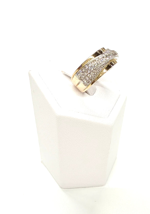 Bague Or Rose et Blanc 18k avec Pavage de Diamants