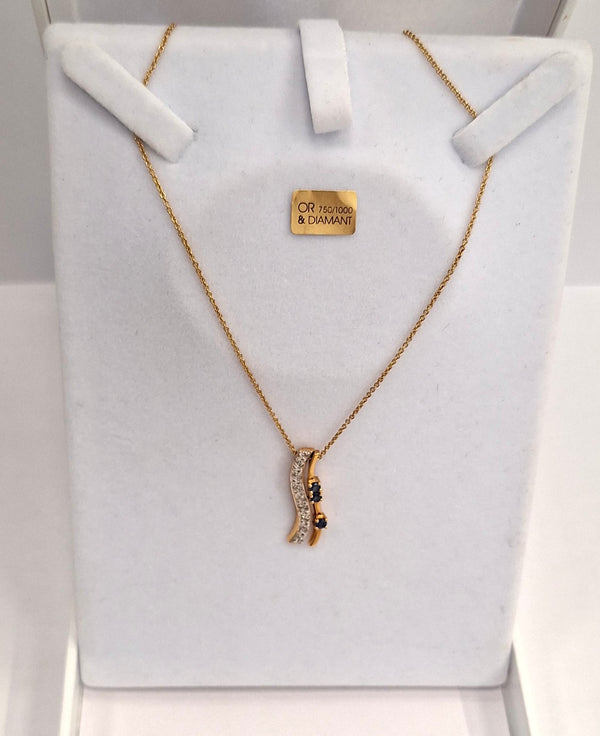 Collier Princesse en Or Jaune avec Diamants et Saphirs