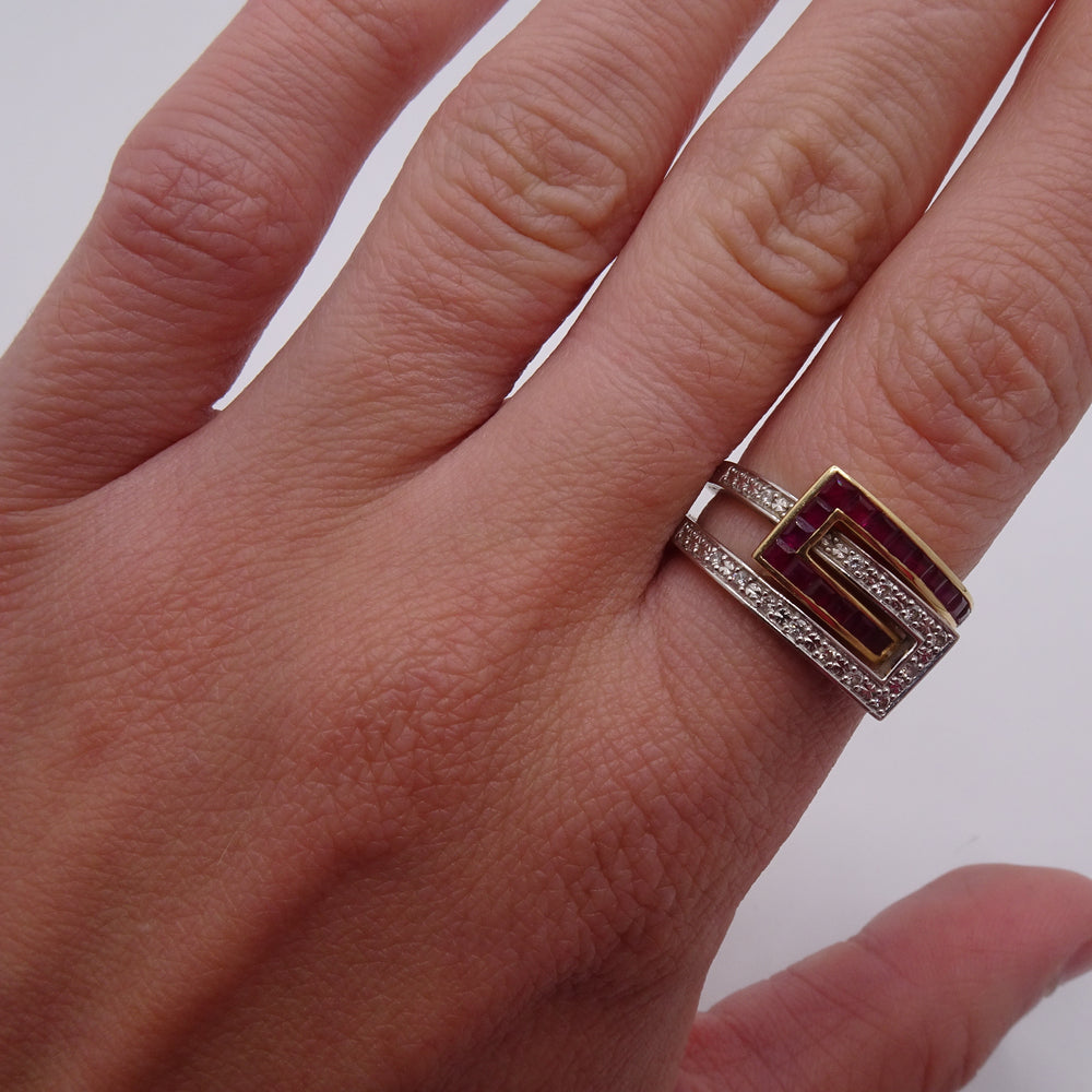 Bague en Or Jaune et Or Blanc 18K - Taille 56