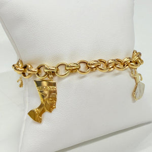 Bracelet Maillon avec Maille Jaseron en Or Jaune & Or Blanc 18k