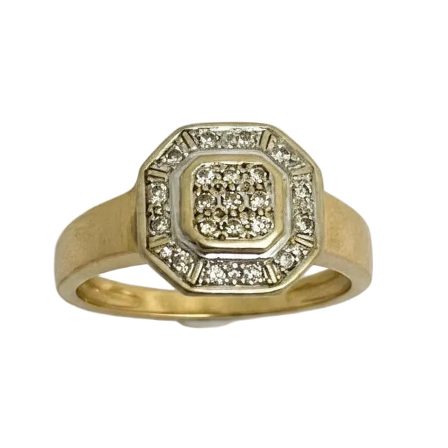 Bagues Ancienne Or Jaune 18K avec 21 Diamants - T57 - 5.01gr