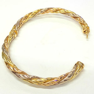 Bracelet Jonc Torsadé en Trois Ors Jaune/Blanc/Rosé - 14.06G