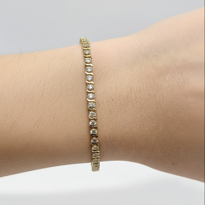 Bracelet Maillon en Or Jaune serti de Diamants