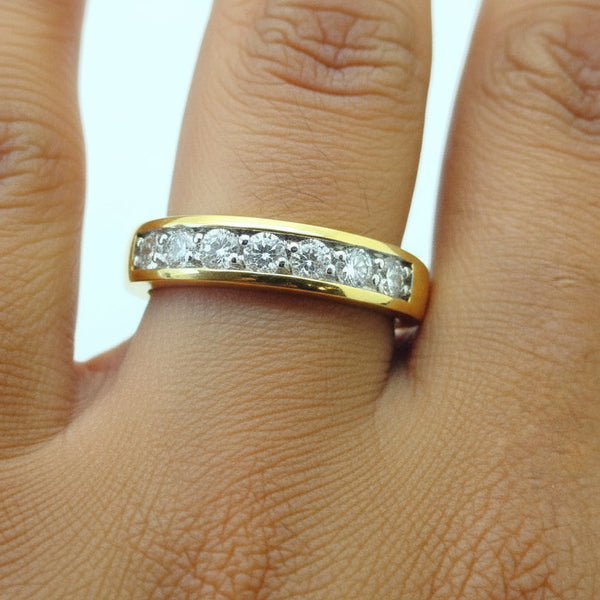 Bague en Or Jaune 18K avec Diamants - Taille 54 -  3.70g