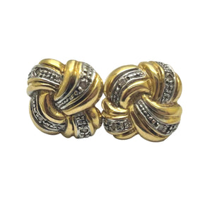 Boucle d'Oreilles en Or Jaune & Blanc avec Diamants 18K