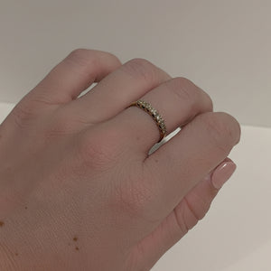 Bague Demi Tour en Or Jaune et Diamants 18k