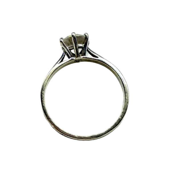 Bague Solitaire Or Blanc 18k avec Zirconium
