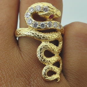 Bague Serpent Or Jaune 18K - Taille 56 - 6.78gr