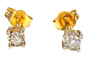 Boucles d'oreilles en or jaune et diamants 18k - 0.82 G