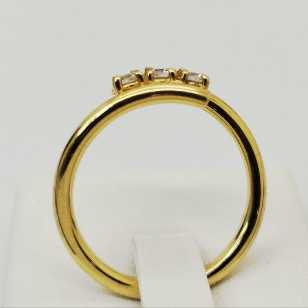 Bagues en Or jaune 18K diamant - Taille 54 - 3.70g