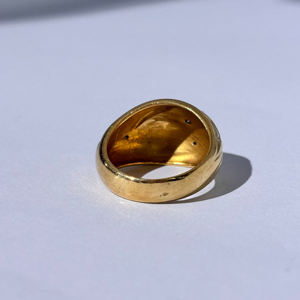 Chevalière en Or Jaune 18K avec 3 Diamants