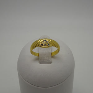 Bague Diamants et Spinelle Bleu en Or Jaune 18K