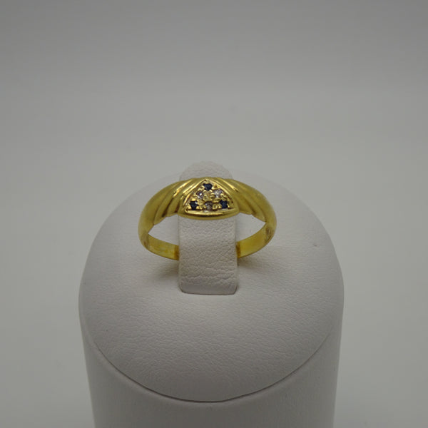 Bague Diamants et Spinelle Bleu en Or Jaune 18K