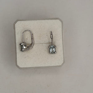 Boucles d'oreilles dormeuses en or blanc 18K - Aigue-marine