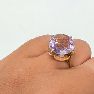 Bague en Or jaune 18k Améthyste T51