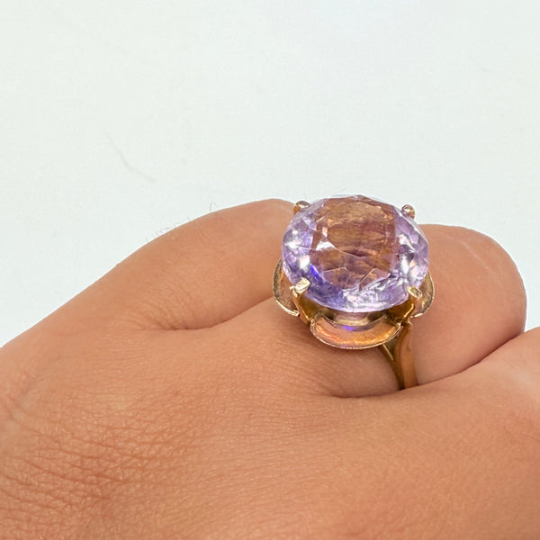 Bague en Or jaune 18k Améthyste T51