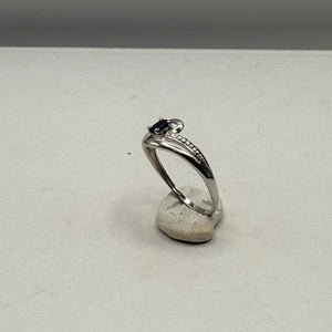 Bague en Or Blanc avec Saphir Bleu 18K Taille-53