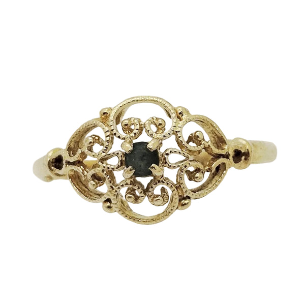 Bague Filigrane en Or Jaune avec Aigue-Marine 18K