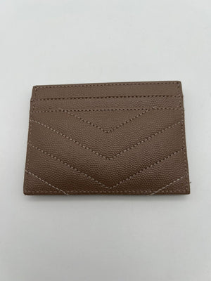 Porte-carte Saint Laurent en cuir grain de poudre beige