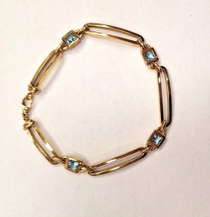 Bracelet Maillon Forçat Or Jaune 18 Carats avec Topaze