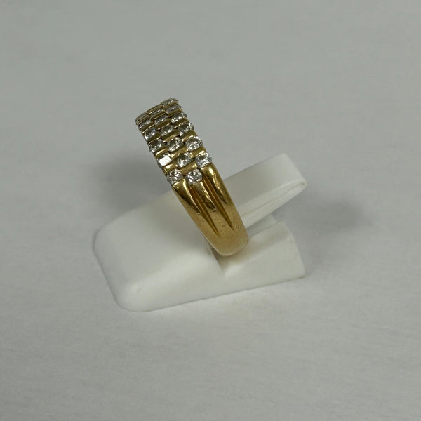 Bague Demi Tour en Or Jaune 18K avec Diamants 5.40 Grs Taille 50