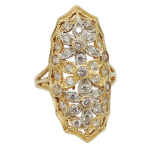 Bague Ancienne en Or Jaune et Or Blanc 18k