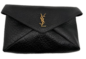 Pochette Cassandre Saint Laurent en cuir noir
