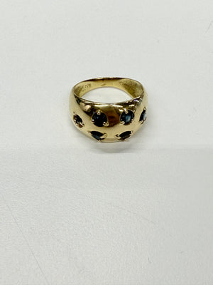 Bague Or Jaune 18k avec Saphirs 0.3cm T54