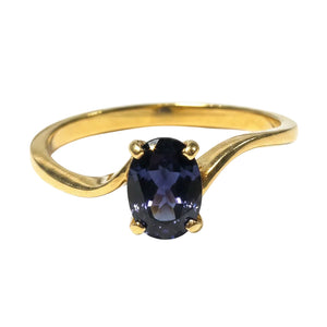 Solitaire Or Jaune 18 Carats avec Améthyste