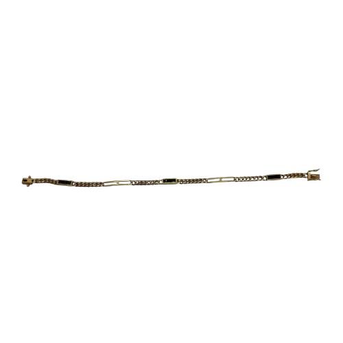 Bracelet Gourmette en Or Jaune Émeraude 18 Carats - 19.5cm