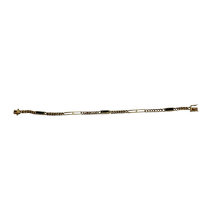 Bracelet Gourmette en Or Jaune Émeraude 18 Carats - 19.5cm
