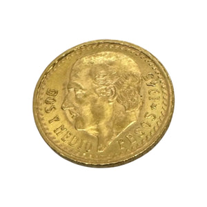 Pièce en Or jaune 20K Dos Y Medio Pesos Mexic - 2.08G