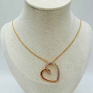 Chaine Collier Or Jaune Pendentif Coeur Zirconium