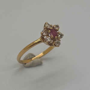 Bague Marguerite en Or Jaune 18K - Taille 50.5