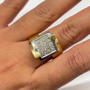 Bague Or jaune et Gris 18K avec Diamants