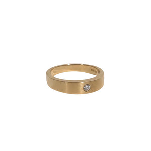 Bague Jonc Or Jaune 18K avec Diamant et Cert - 2.47 Grs - T 52