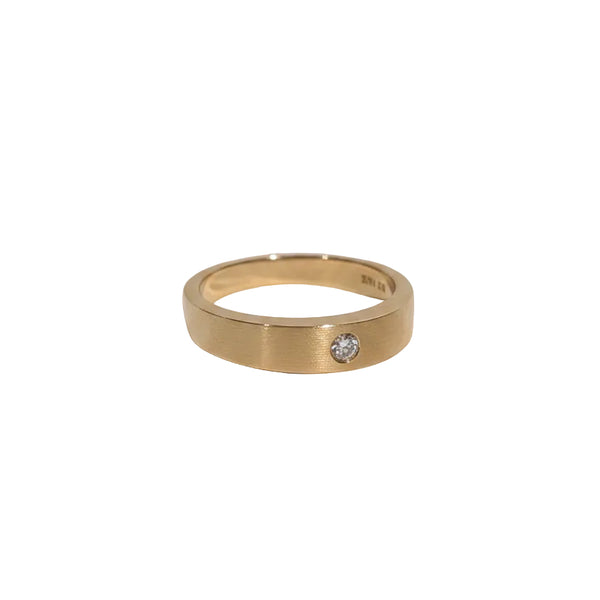 Bague Jonc Or Jaune 18K avec Diamant et Cert - 2.47 Grs - T 52