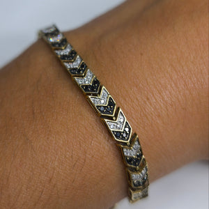 Bracelet or jaune maille chevron diamants 18 K
