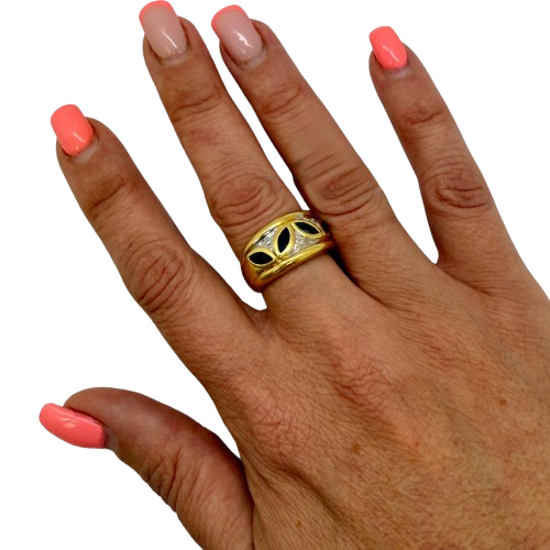 Bague Tank en Or Jaune 18k avec Oxyde de Zirconium - T 55